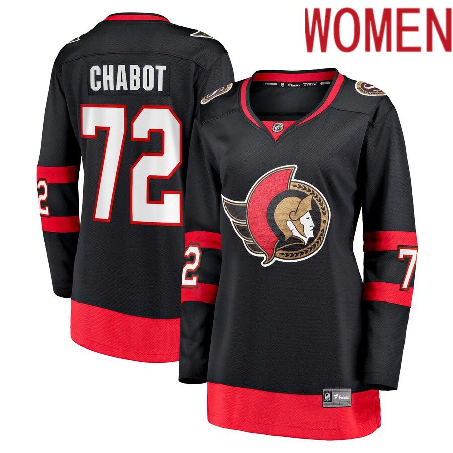 Women Ottawa Senators 72 Thomas Chabot Fanatics Branded Black Home Premier Breakaway Player NHL Jersey